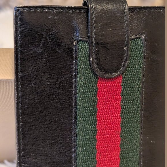Gucci, Vintage Long Bifold Wallet, Black Leather with Iconic Stripe - Picture 5 of 16